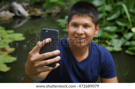 Vietnamese man taking photos