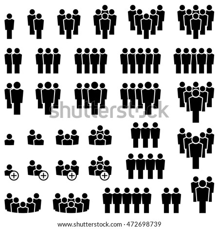 collection of many different icons showing typical teamwork or leading business situations Royalty-Free Stock Photo #472698739