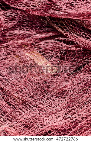 Photo Picture Close up view of colored fishing net