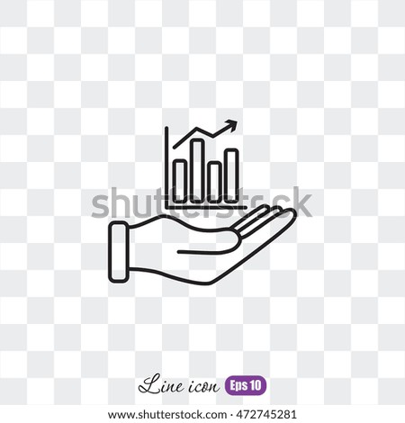 Line icon- chart and hand