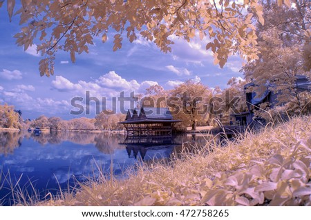 lake in park infrared picture