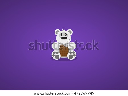 Color illustration of a cartoon polar bear with chocolate