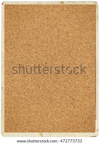 Brown vintage cork board texture background. Empty bulletin Board. isolated in frame