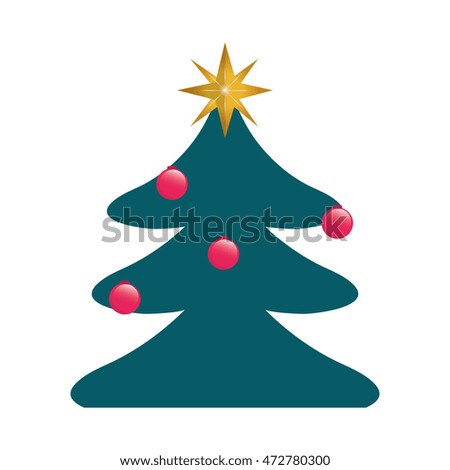 pine tree merry christmas decoration celebration icon. Flat and isolated design. Vector illustration