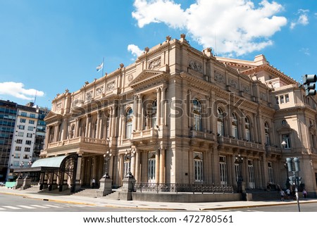 Teatro Colon (Columbus Theatre) symphony hall in the district San Nicoas of Buenos Aires Argentine Royalty-Free Stock Photo #472780561