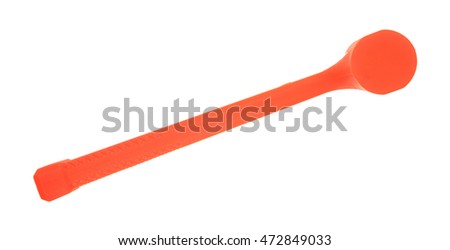 Top view of the blunt end of a dead blow hammer isolated on a white background.