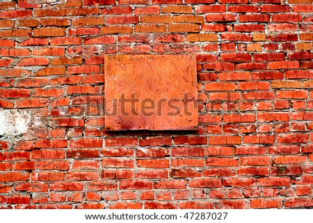 background with brick wall and plate for text