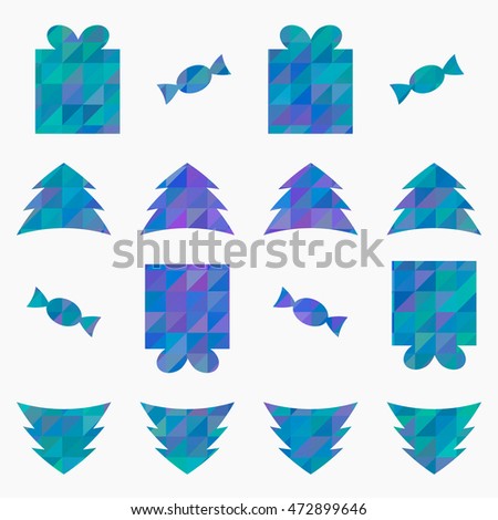 background composed of Chrismas and New Year icons flat