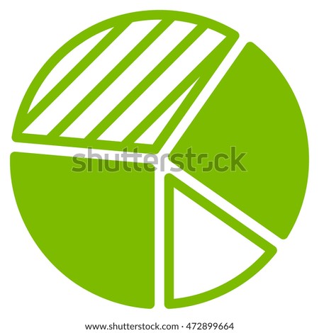 Pie Chart icon. Vector style is flat iconic symbol with rounded angles, eco green color, white background.