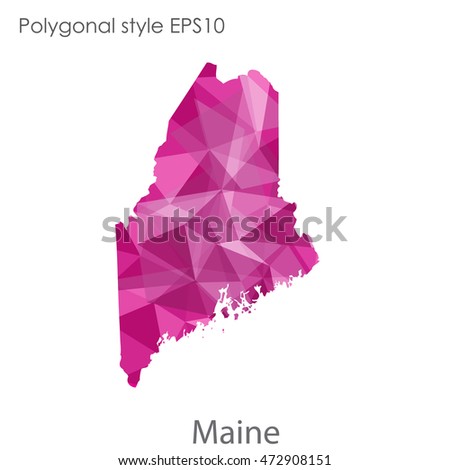 Maine map in geometric polygonal,mosaic style.Abstract gems triangle,modern design background. Vector illustration EPS10