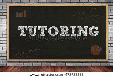 TUTORING on brick wall and chalkboard background