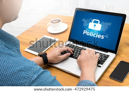 Policies aPrivacy Policy Information Principle Strategy Rules Computing Computer  flare sun, Cropped image male freelancer sitting at the table