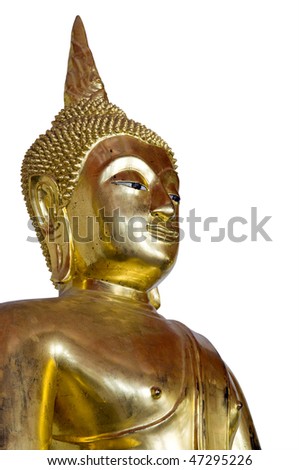 Gilded head of Buddha at temple complex "Wat Pho", Bangkok, Thailand