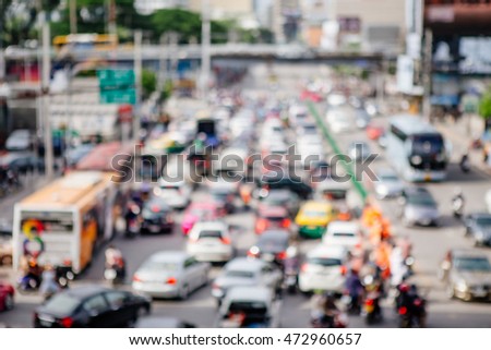 Abstract blur vintage background image of car and traffic jam in