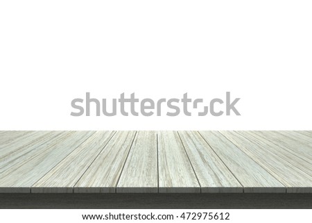 Wood Table Top On Isolated White Of Background