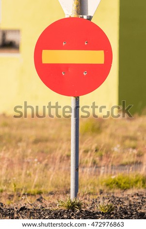 Old road sign in Iceland - No entry