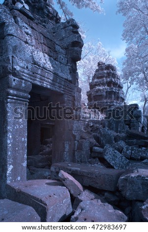 infrared color art photography in Angkor wat Siem reap Cambodia