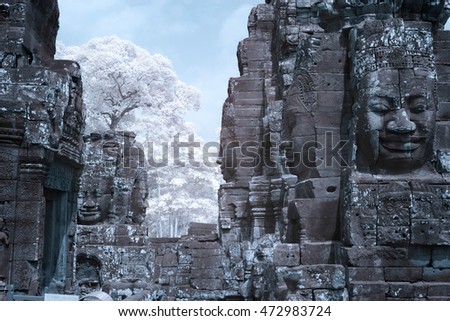 Black and white infrared photography in Angkor thom Siem reap Cambodia