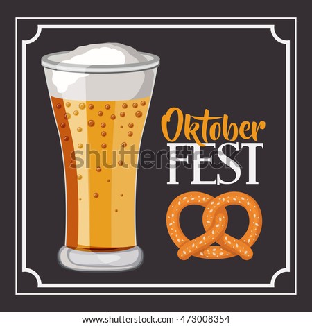 beer pretzel frame food meu oktoberfest icon. Colorful and Flat design. Vector illustration
