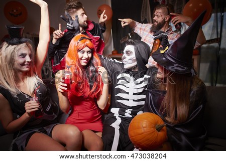 In good moods at halloween party