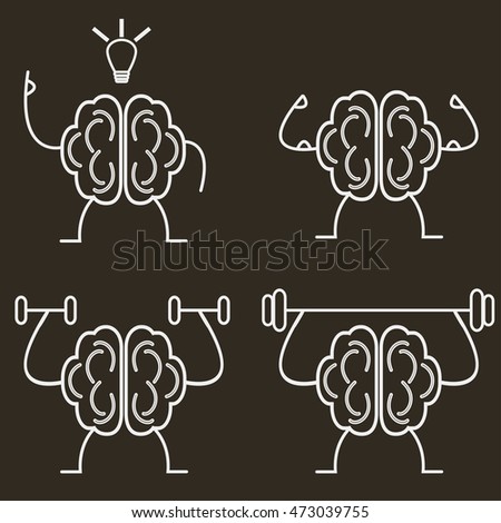 Brain power. Brain training vector illustration. Powerful brain