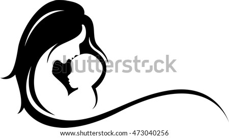 silhouette of mother and baby symbol