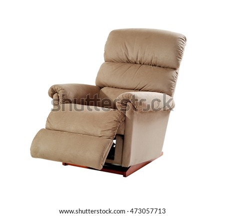 Brown reclining chair isolated on white background with clipping path.
 Royalty-Free Stock Photo #473057713