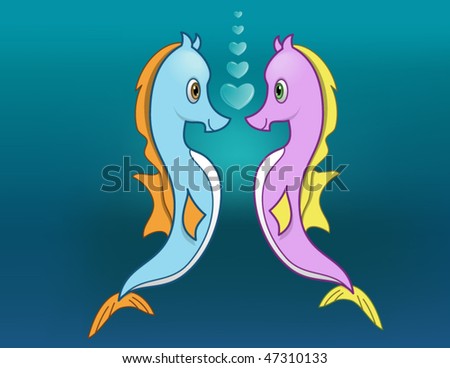 Seahorse Love - vector illustration