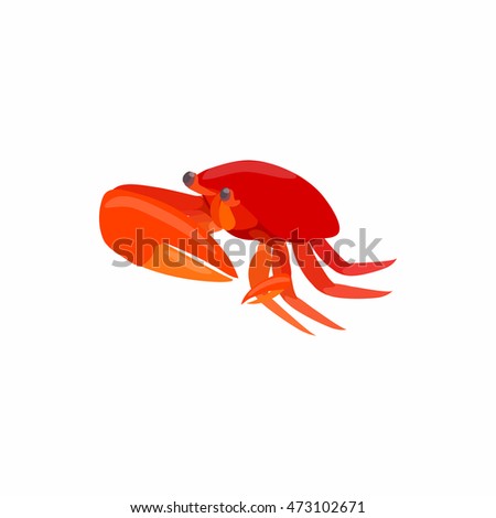 Red crab with big claws icon in cartoon style isolated on white background. Crustaceans symbol