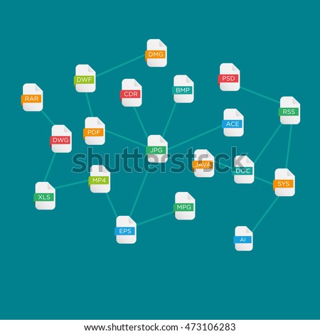 File extensions connected illustration vector