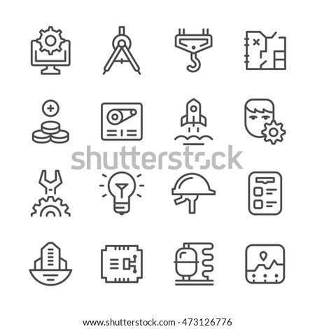 Set line icons of engineering