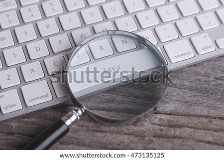 Business concept: Java on computer keyboard background with copyspace area