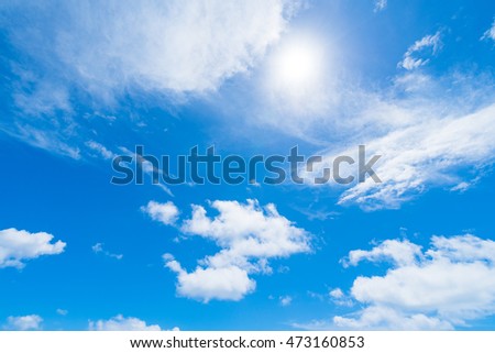 blue sky with cloud and sun