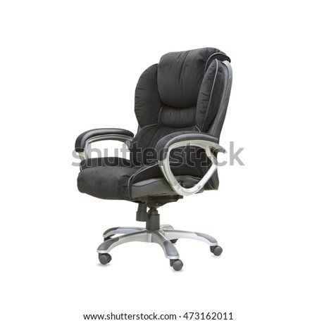 The office chair from black velours Isolated
