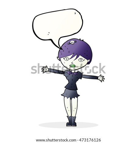 cartoon vampire girl with speech bubble