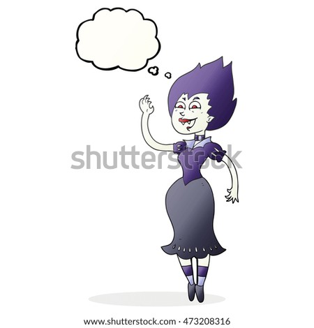 freehand drawn thought bubble cartoon vampire girl