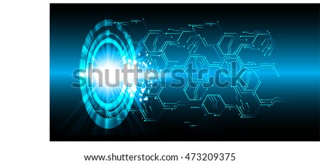 blue hexagon abstract cyber future technology concept background, illustration, circuit. move motion speed. sci-fi. vector, Safety, Closed Padlock on digital. Spark