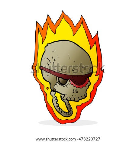 cartoon flaming pirate skull