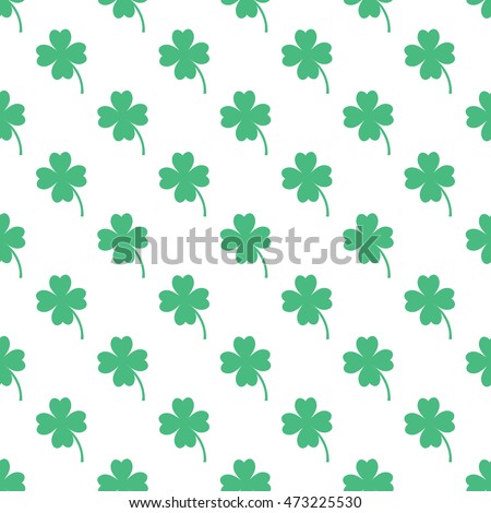 Seamless repeating pattern. Lucky Four leaf clover background. Vector illustration.