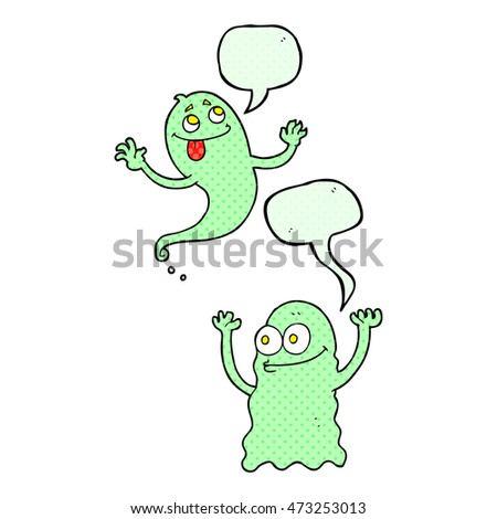 freehand drawn comic book speech bubble cartoon ghosts
