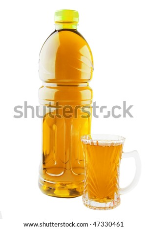 bottled orange juice isolated over white background