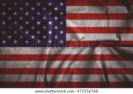 Old USA flag. Background. fold