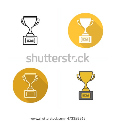 Gold cup  icon. Flat design, linear and color styles. Sport trophy. Isolated vector illustrations