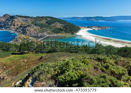 Cies Islands, National Park Maritime-Terrestrial of the Atlantic Islands, Galicia (Spain) Royalty-Free Stock Photo #473393779