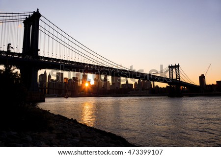 Manhattan bridge and sunset