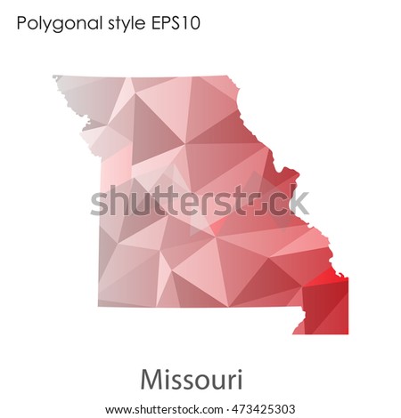 Missouri state map in geometric polygonal,mosaic style.Abstract gems triangle,modern design background. Vector illustration EPS10
