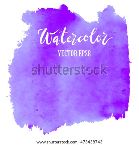 Watercolor blue brushstroke, abstract vector illustration, hand painted background isolated on white.