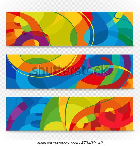 Abstract colorful banners on transparent. Modern design template