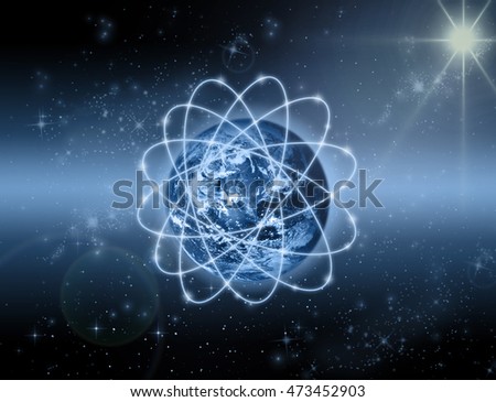 earth planet with network line and lens flare over the star and dark background, Internet Network concept, Elements of this image furnished by NASA