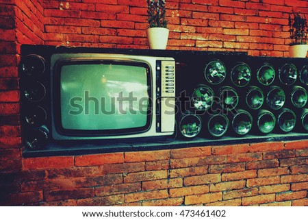 Old tv  vintage interior background